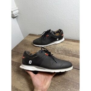 FootJoy Pro SL Golf Shoes Mens Size 10.5 Black White Spikeless Lace Up FJ Logo